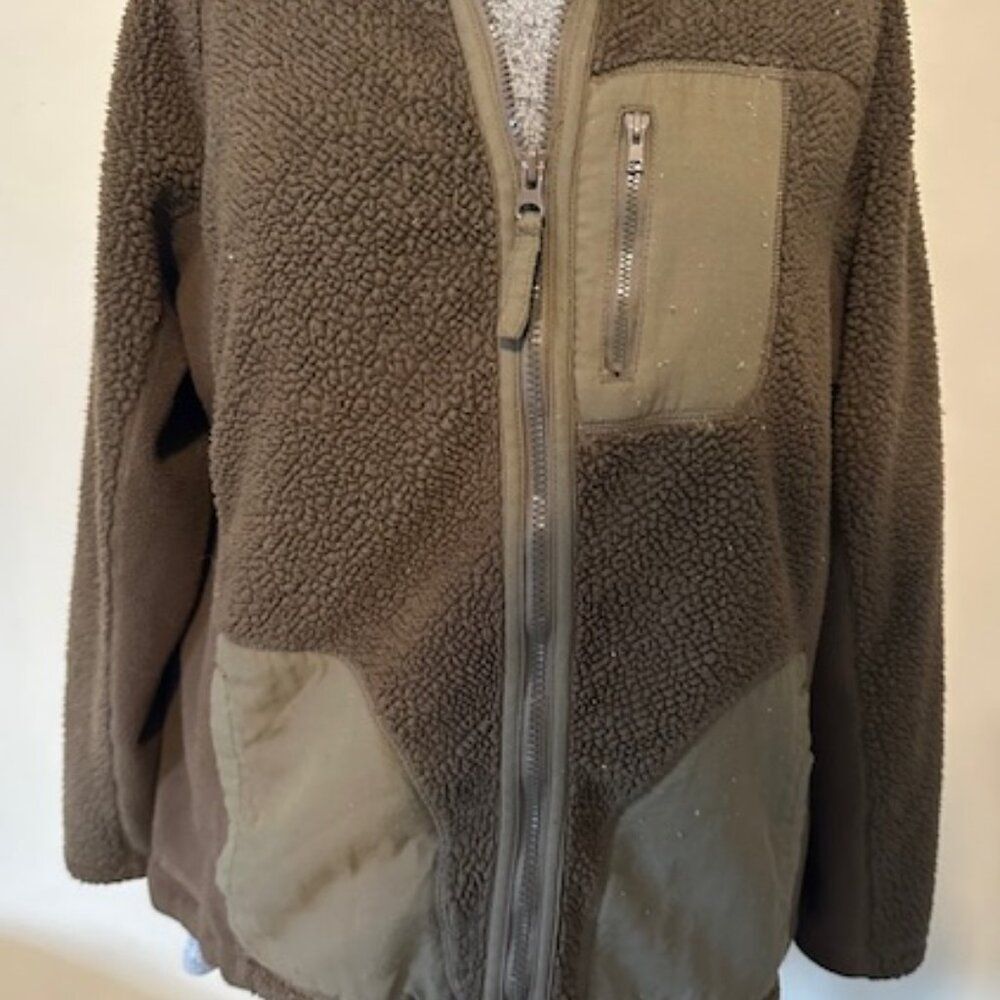 Faded Glory Brown Fuzzy Fleece Jacket 8650 Large (12-14)